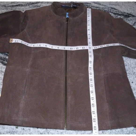 RELATIVITY brown suede leather lightweight jacket distressed look Womens PL, NEW - Picture 2 of 6